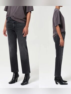 AGOLDE Valen Jean Mid Rise Vintage Straight Women's Size 26 Dark Gray Wash Denim